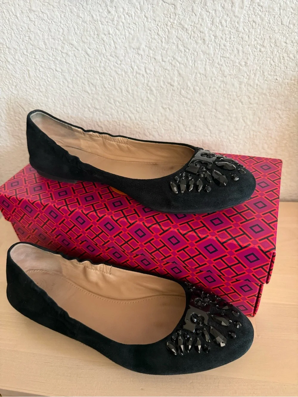 TORY BURCH Black Delphine Ballet Embellished Flats-8